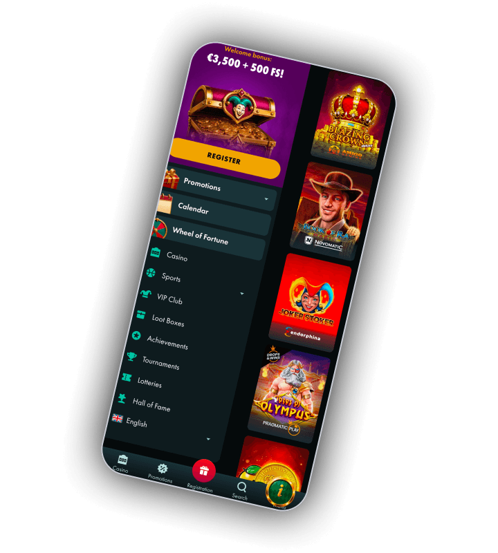 Jokertipp game shelves with slots, live tables and the featured titles