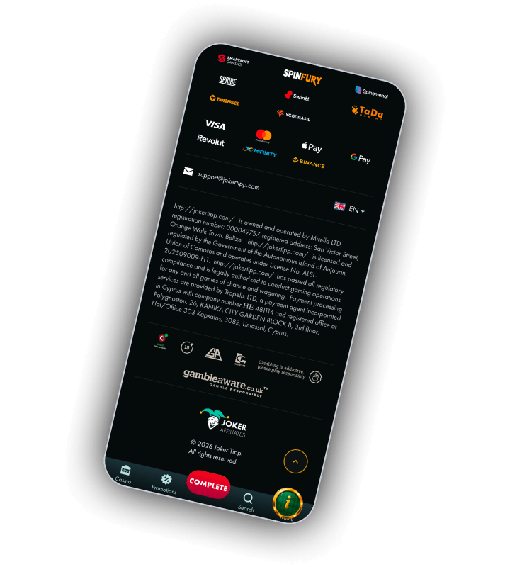 Jokertipp cashier with cards, wallets, bank transfer and cryptocurrency