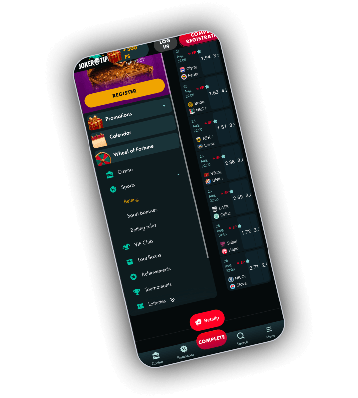Jokertipp sportsbook with football markets and the weekly freebet